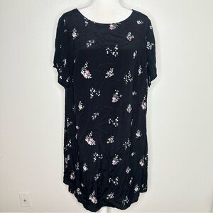 Vince Camuto Womens Black Floral Shirt Sleeve Shift Dress Plus Size 18W